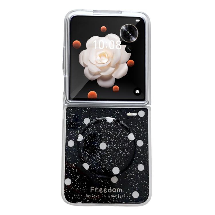 

For Honor Magic V Flip Glitter Powder Dots Pattern Phone Case with Holder(Black)