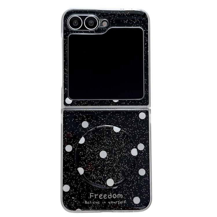 

For Samsung Galaxy Z Flip6 Glitter Powder Dots Pattern Phone Case with Holder(Black)