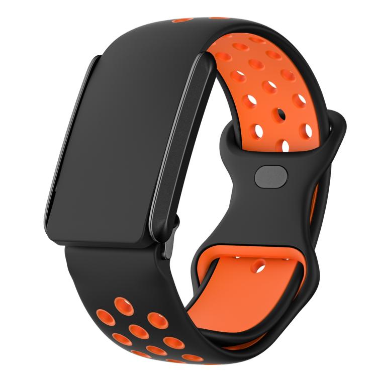 

For WHOOP 4.0 Hole Style Butterfly Buckle Two Color Silicone Watch Band(Black Orange)