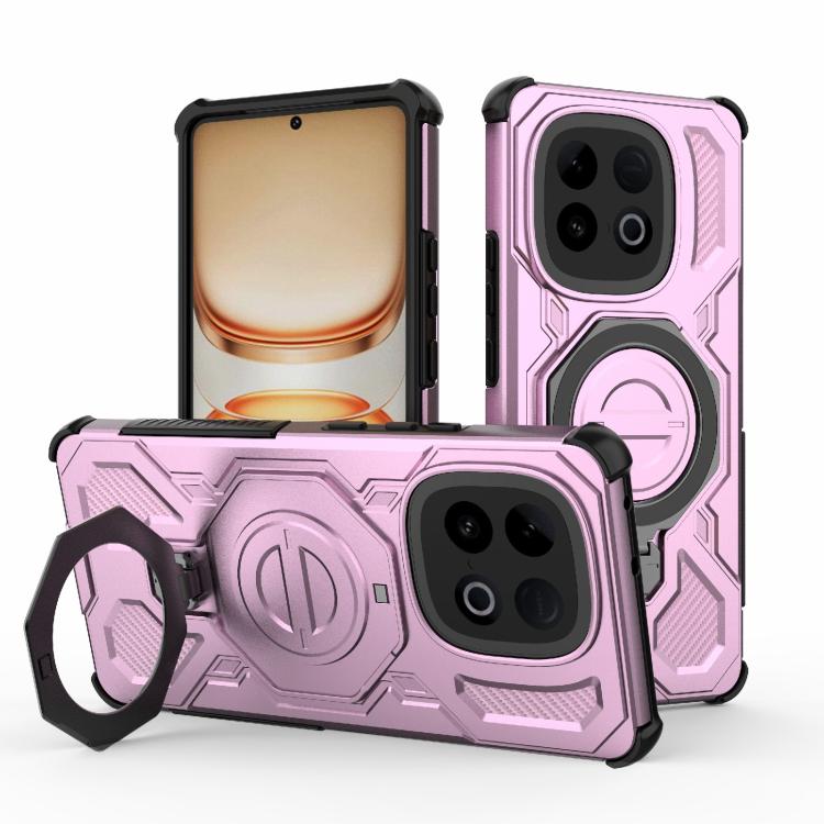 

For vivo iQOO Z10 Turbo 5G J-20 Solid Color MagSafe Magnetic TPU+PC Phone Case(Pink)