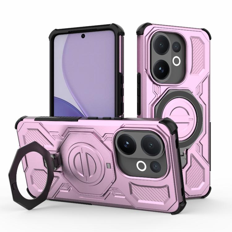 

For vivo V60 5G Global J-20 Solid Color MagSafe Magnetic TPU+PC Phone Case(Pink)