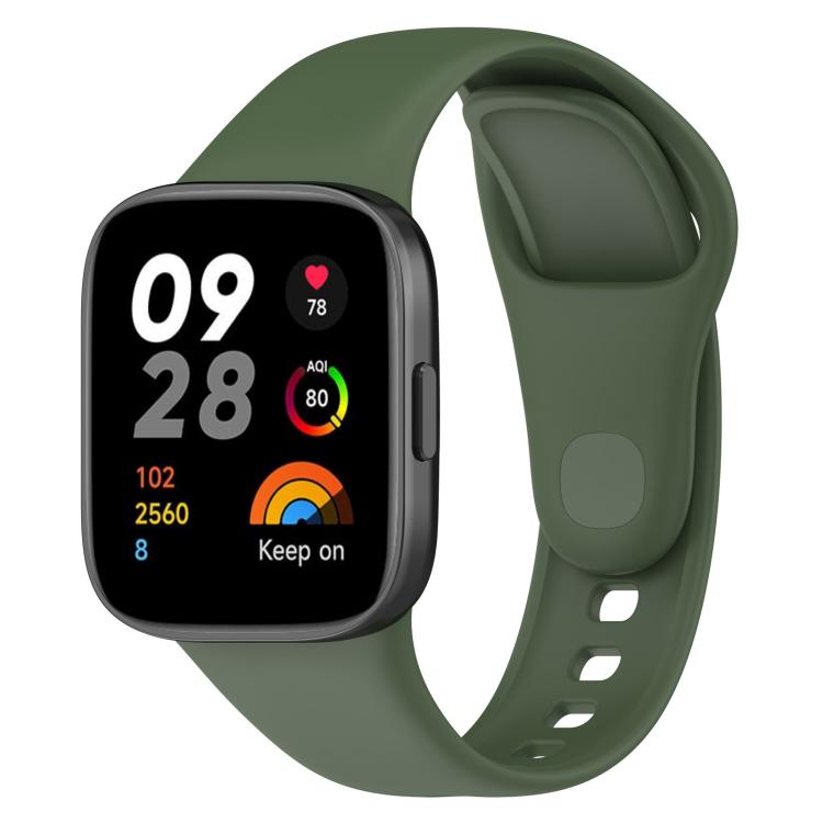 

For Redmi Watch 3 xDfind Solid Color Silicone Watch Band, with Button(Dark Green)
