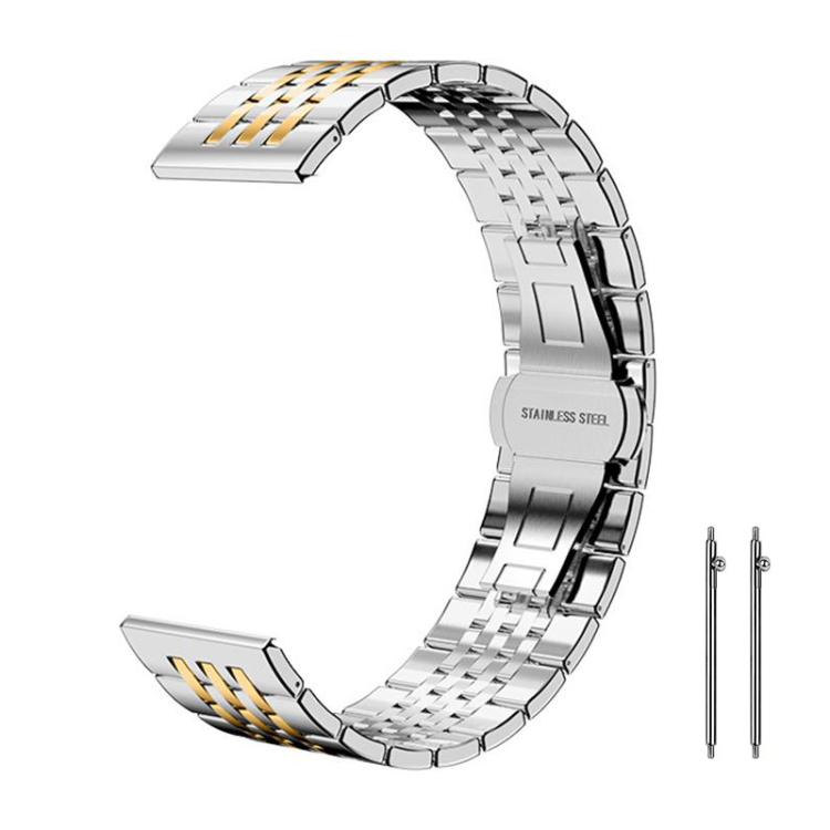 

22mm xDfind Seven-bead Solid Stainless Steel Watch Band(Silver Gold)
