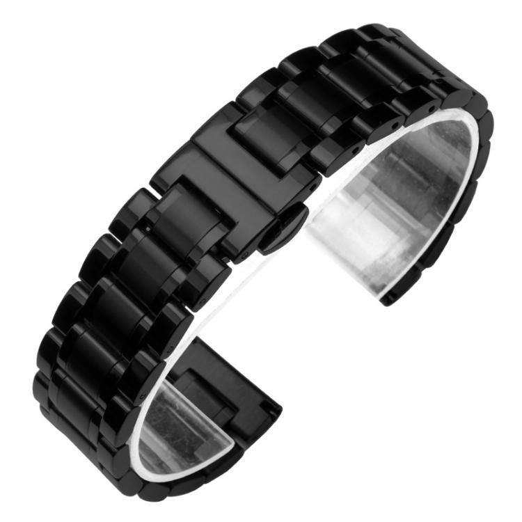 

14mm xDfind Five-bead Solid Stainless Steel Butterfly Buckle Watch Band(Black)