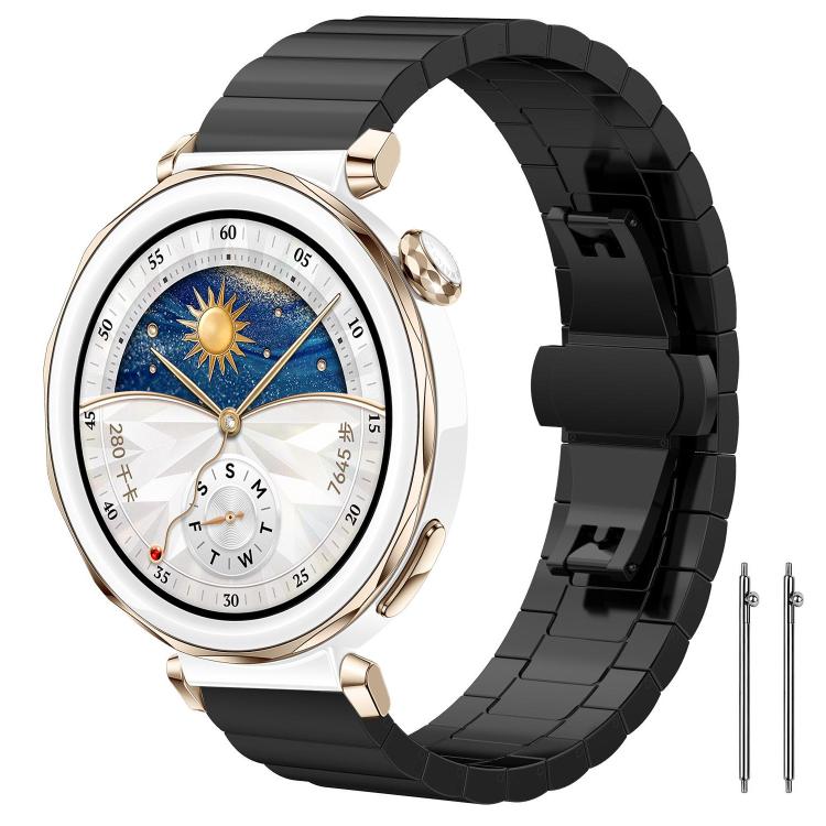 22mm xDfind One-bead Bamboo Solid Stainless Steel Watch Band(Black)