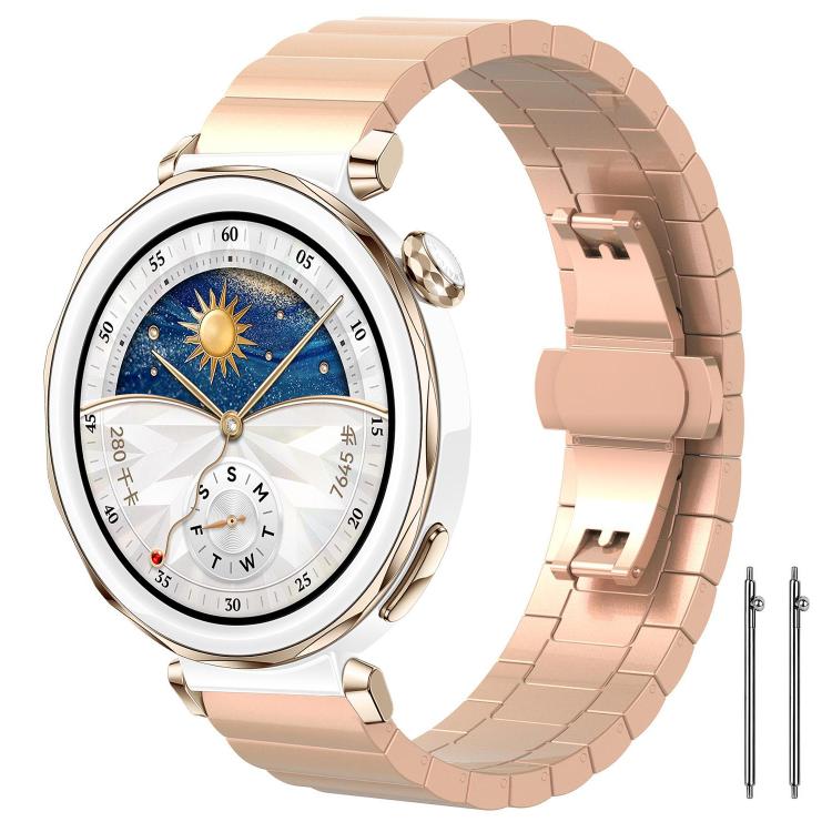 

22mm xDfind One-bead Bamboo Solid Stainless Steel Watch Band(Rose Gold)