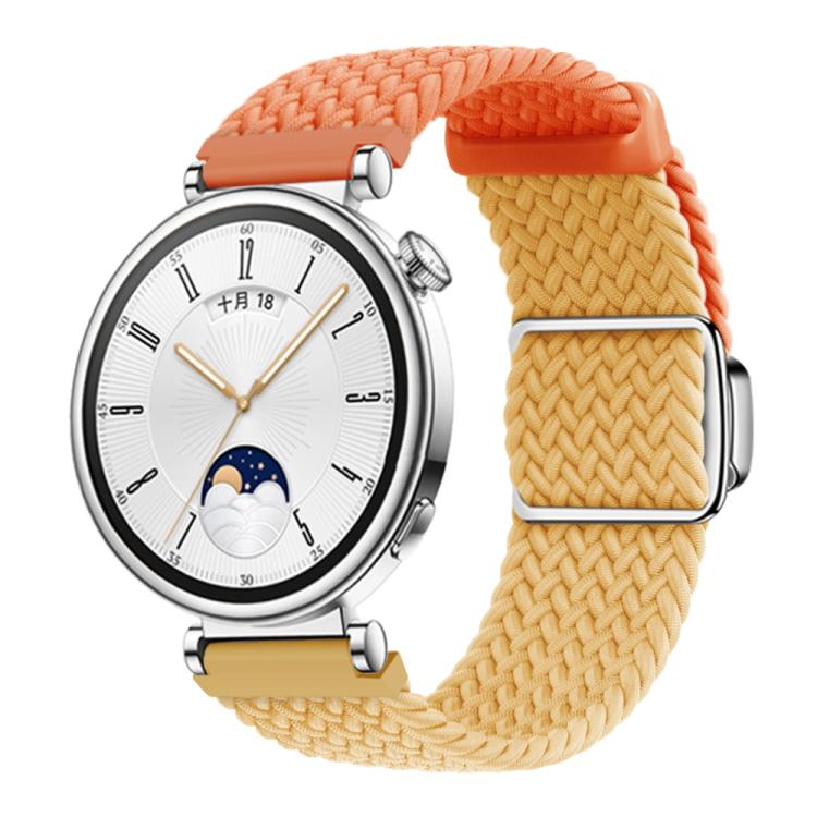 

18mm Woven Splicing Color Magnetic Silver Buckle Watch Band(Orange Yellow)