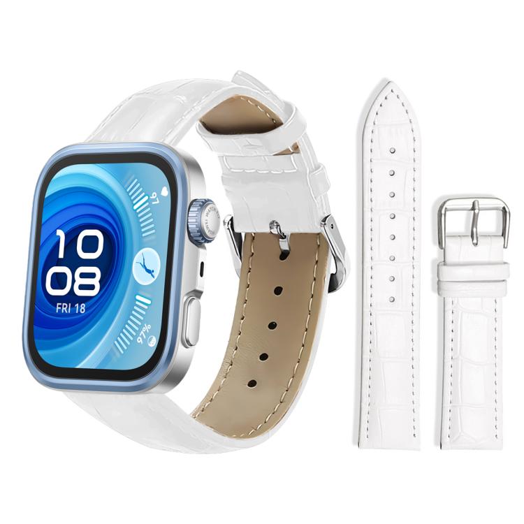 

For Huawei Watch Fit 4 Pro / Fit 4 / Fit 3 20mm xDfind Bamboo Texture Pin Buckle Leather Watch Band(White)