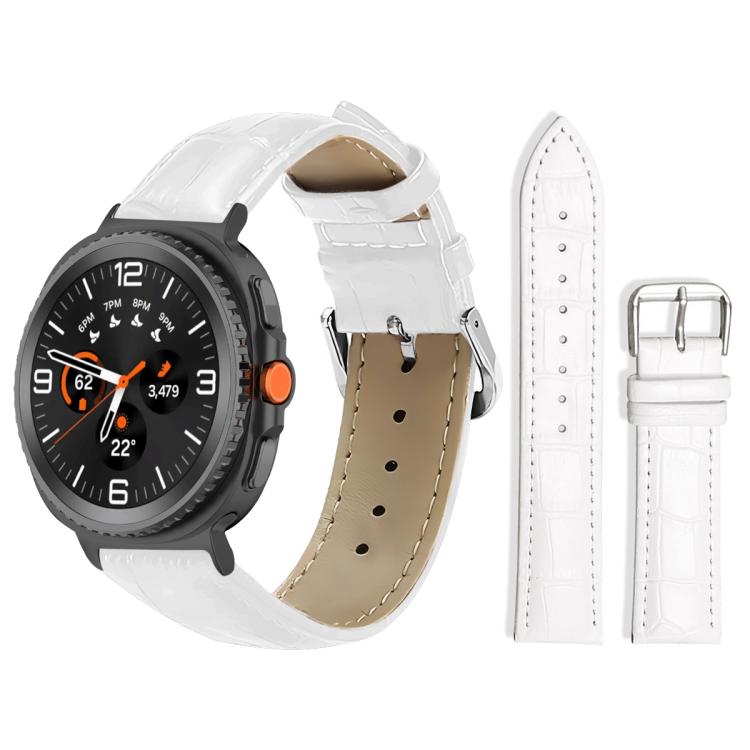

For Samsung Galaxy Watch8 22mm xDfind Bamboo Texture Pin Buckle Leather Watch Band(White)