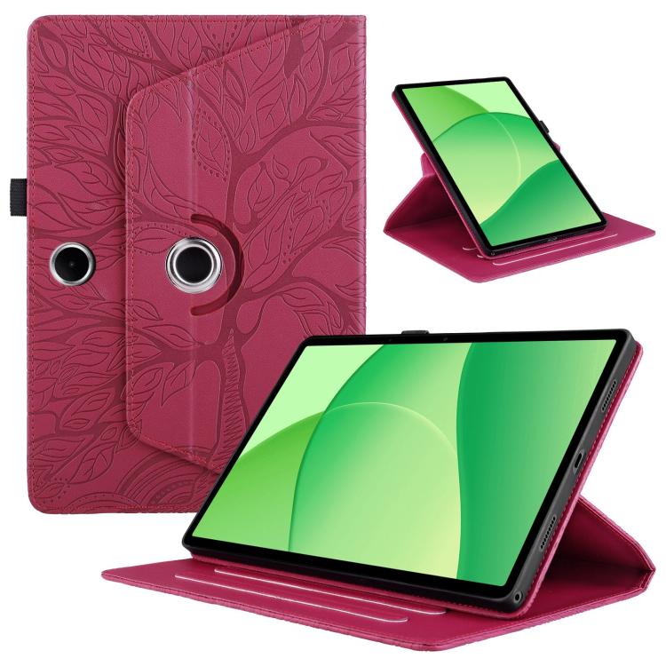 

For OPPO Pad SE Tree Life Embossed Rotation Leather Tablet Case(Red)