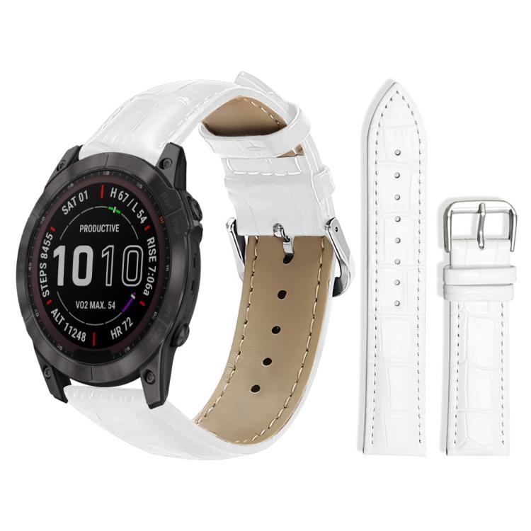 

For Garmin Fenix 8/7X/6X/5X 26mm 22mm xDfind Bamboo Texture Pin Buckle Leather Watch Band(White)