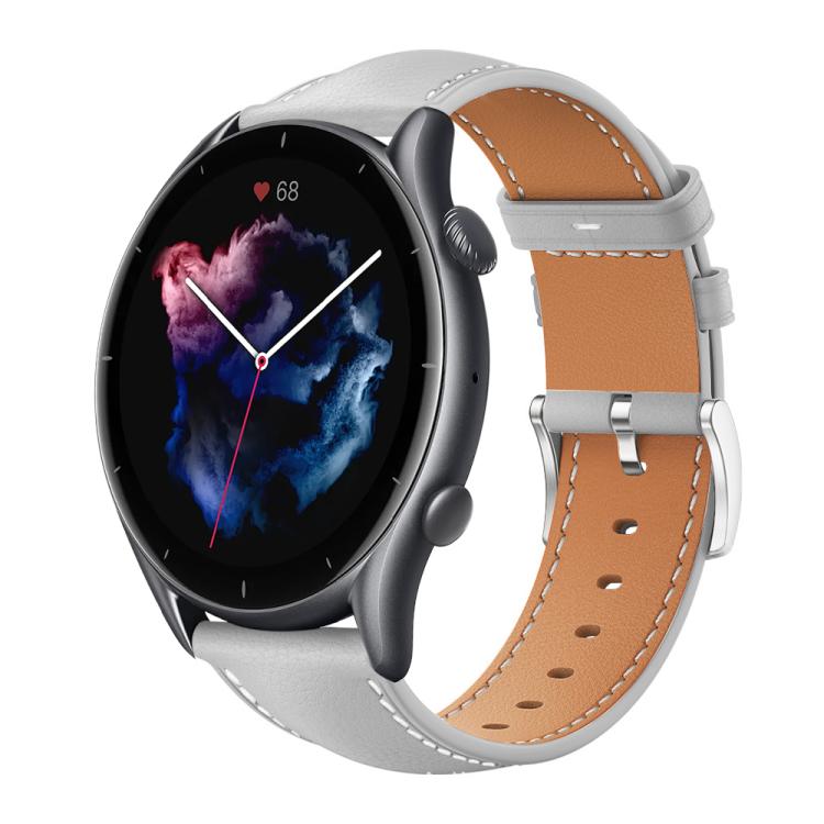 

22mm For Amazfit GTR 4/3/3 Pro/Bip6/Bip5 xDfind Flat Head Black Shark Fine Grain Leather Watch Band(Grey)
