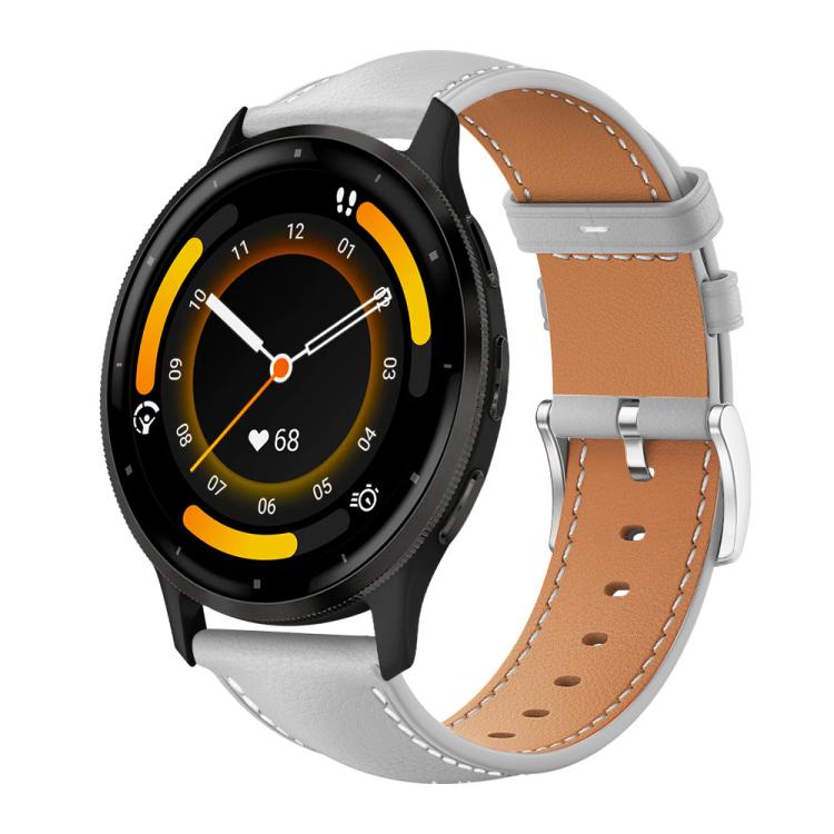 

22mm For Garmin Venu 3 / vivoactive4 xDfind Flat Head Black Shark Fine Grain Leather Watch Band(Grey)