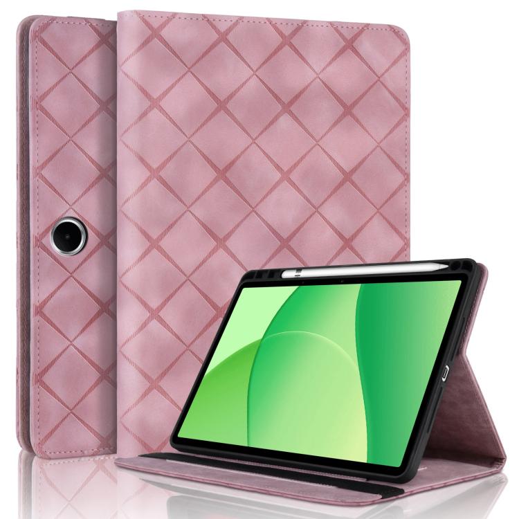 

For OPPO Pad SE 11 Rhombus Embossing Leather Tablet Case(Pink)