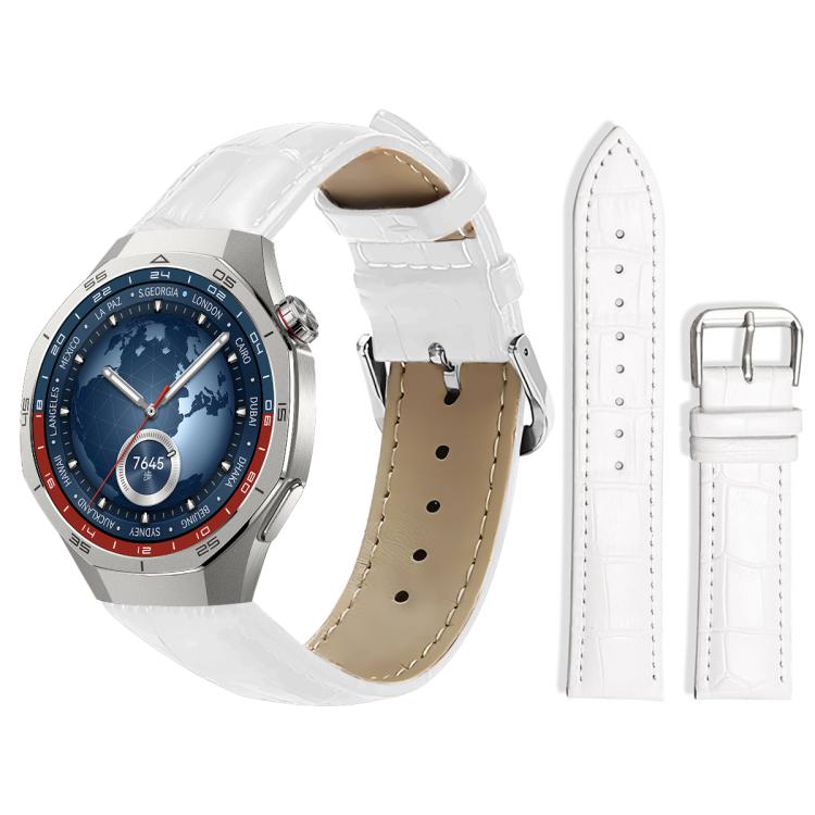 

22mm For Huawei Watch GT5/GT5 Pro/4/4 Pro xDfind Bamboo Texture Pin Buckle Leather Watch Band(White)