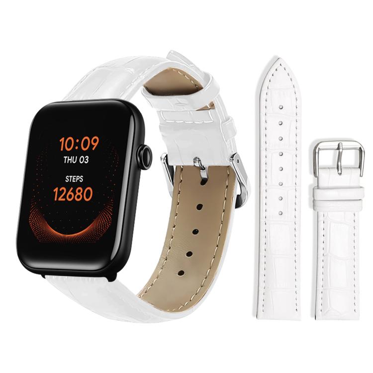 

20mm For Ticwatch GTH / E3 / E / 2 xDfind Bamboo Texture Pin Buckle Leather Watch Band(White)