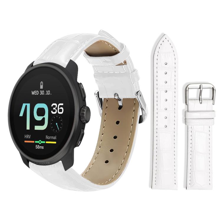 

22mm For Suunto Race S / Race / 9 Peak / 5 Peak xDfind Bamboo Texture Pin Buckle Leather Watch Band(White)