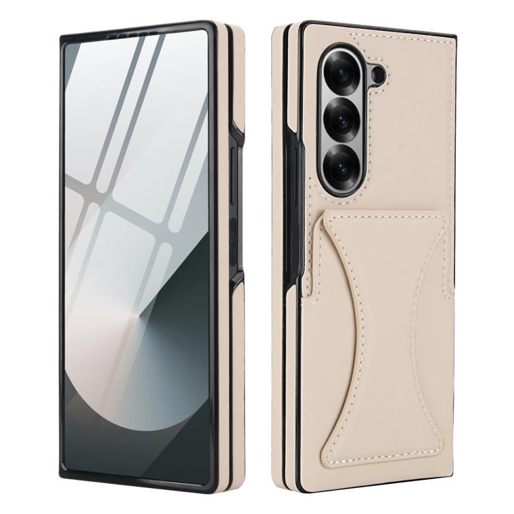 

For Samsung Galaxy Z Fold6 Integrated Fold Holder Card Slot Phone Case(White)