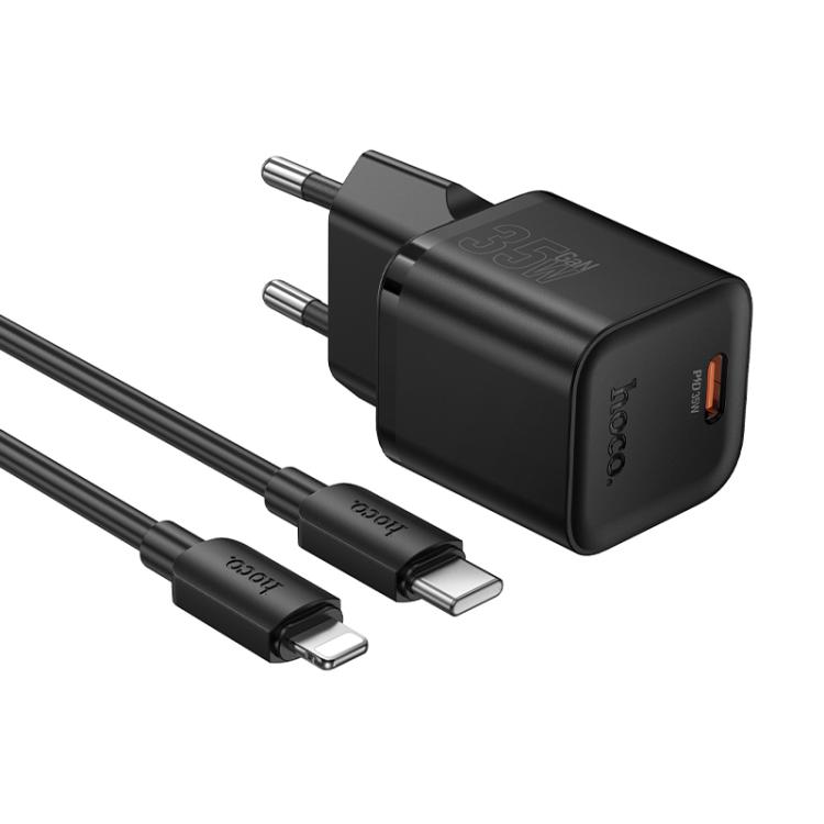 

hoco N66 Ingenious GaN PD35W Type-C Single Port Charger with 1m Type-C to 8 Pin Cable, EU Plug(Black)