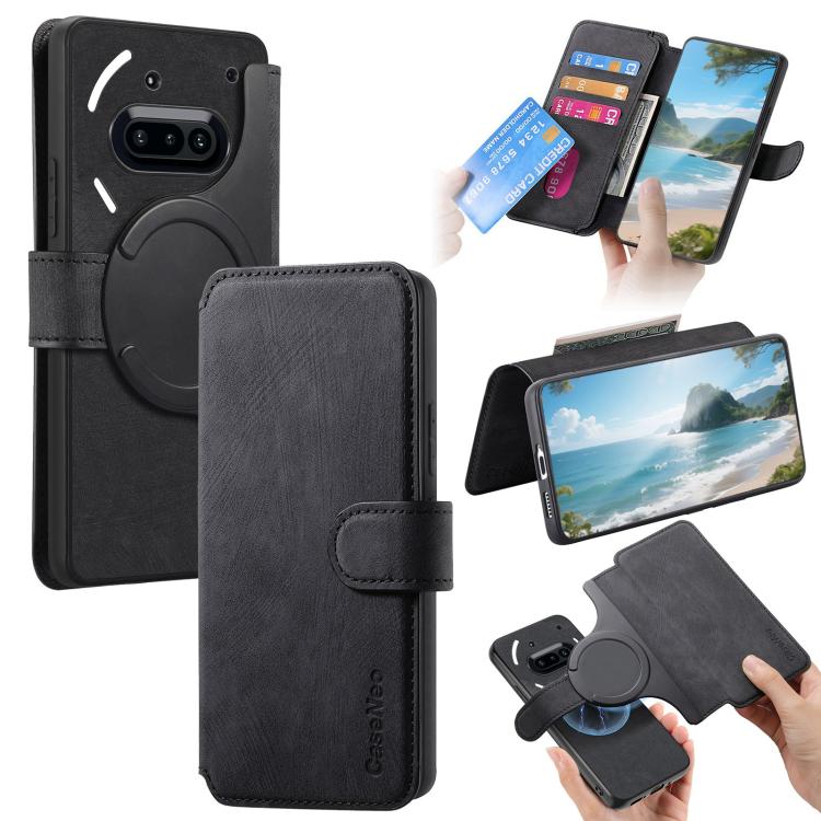 

For Nothing CMF Phone 3a CaseNeo MagSafe RFID Anti-theft Retro Leather Phone Case(Black)
