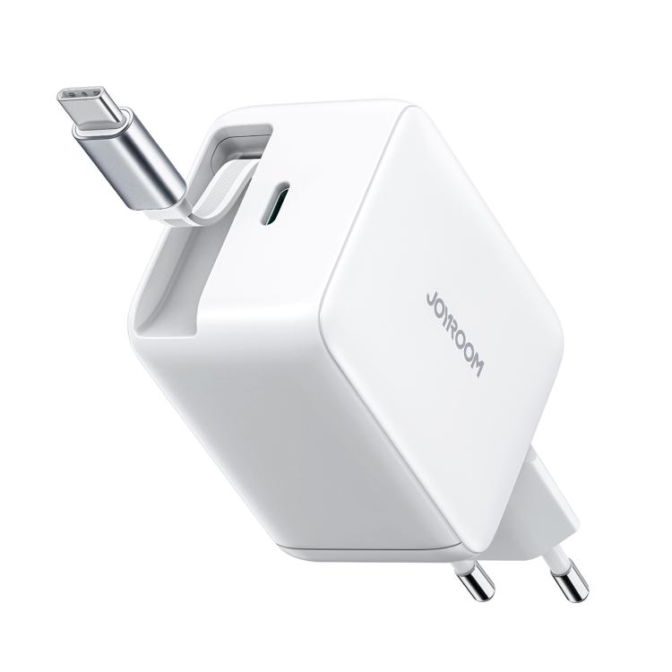 

JOYROOM JR-TCL06 67W USB-C / Type-C Port GaN Fast Charger with Retractable Cable, EU Plug(White)