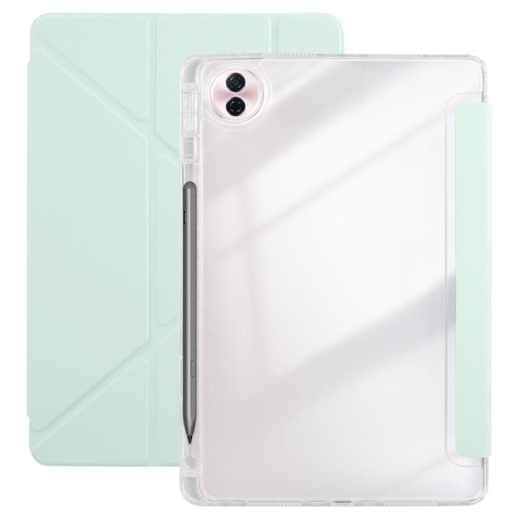 

For Honor Pad 10 12.1 3-Fold Clear Acrylic Leather Tablet Case(Green)