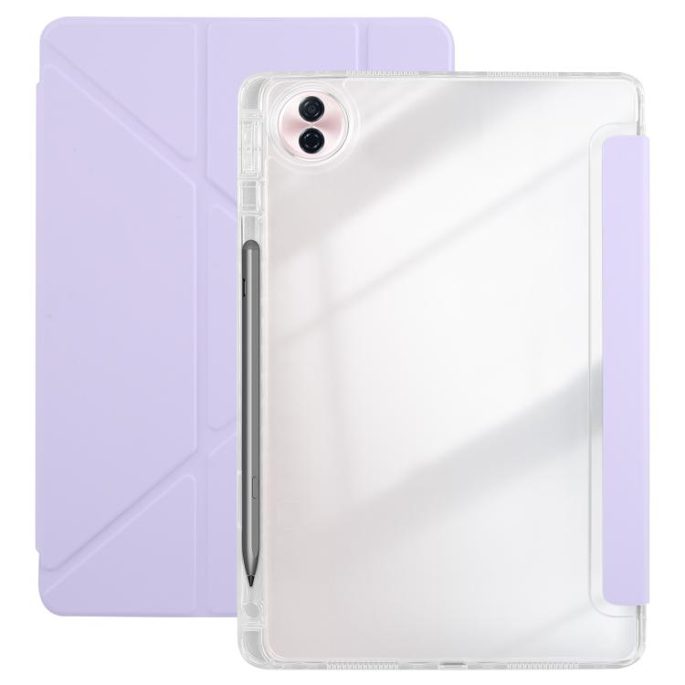 

For Honor Pad 10 12.1 Clear Acrylic Deformation Leather Tablet Case(Purple)