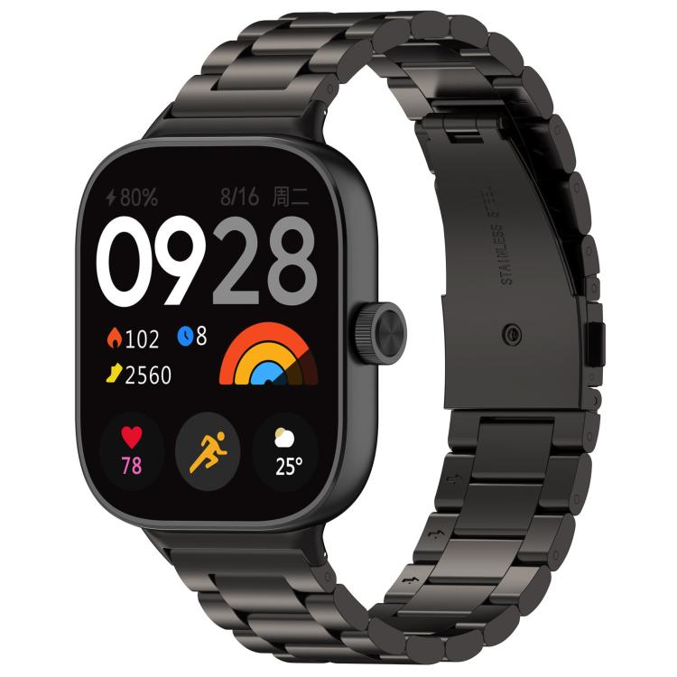 

For Xiaomi Band 9 Pro / Redmi Watch 5 / 4 Tri-beads Flat Buckle Titanium Alloy Watch Band(Black)