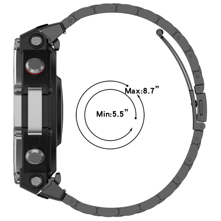 

For Huami Amazfit T-REX 3 A2322 Tri-beads Flat Buckle Titanium Alloy Watch Band(Black)