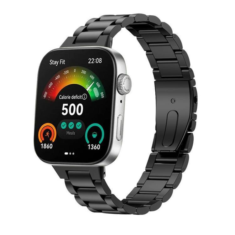 

For Huawei Watch Fit 4 / 4 Pro / 3 Tri-beads Flat Buckle Titanium Alloy Watch Band(Black)