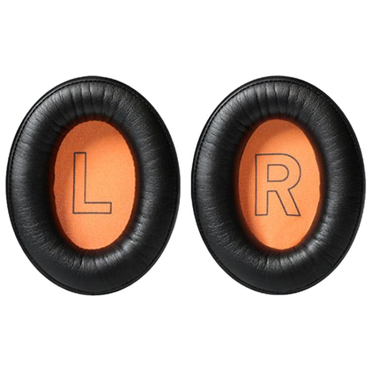 

1 Pair Protein Leather Splicing LR Print Earphone Replacement Earpads Pads For HyperX Cloud 1 / I / 2 / II / 3(Black Orange Net)