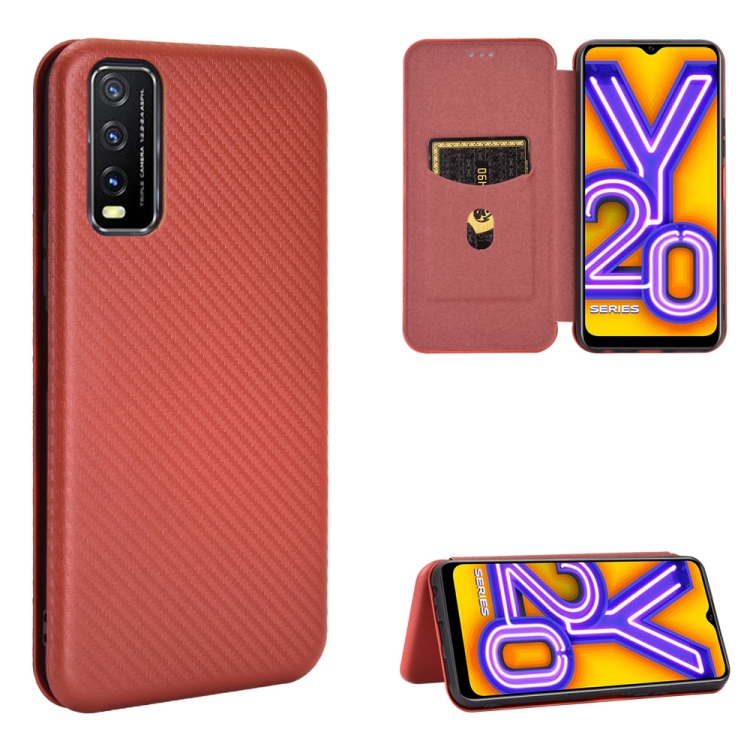 For Vivo Y20 Y20i (Indian) Carbon Fiber Texture Horizontal Flip