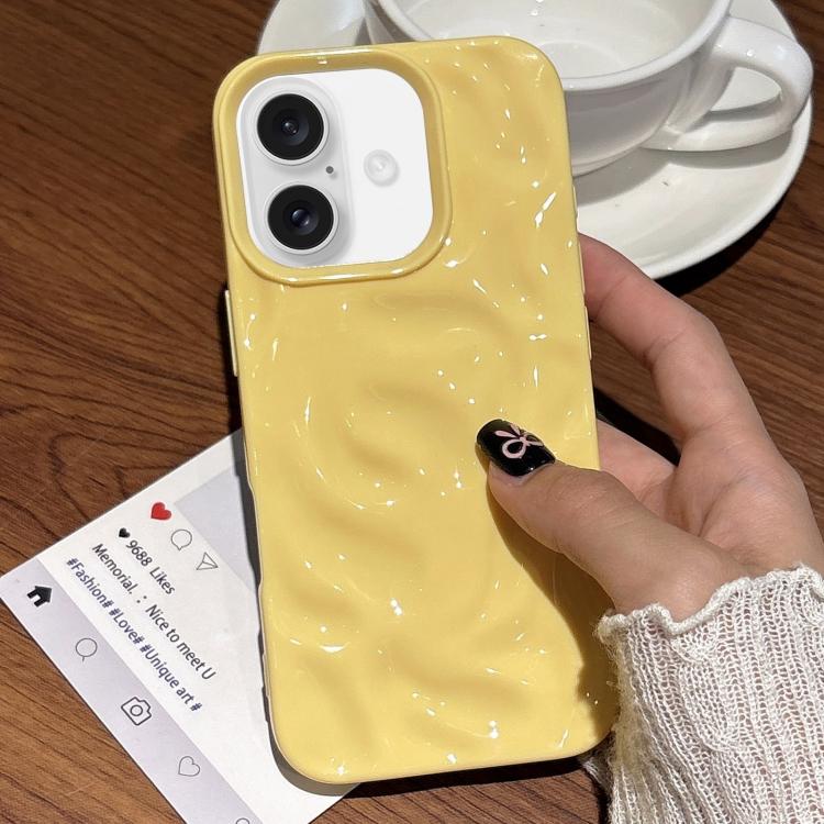 

For iPhone 16 Meteorite Texture Solid Color Glaze TPU Phone Case(Yellow)