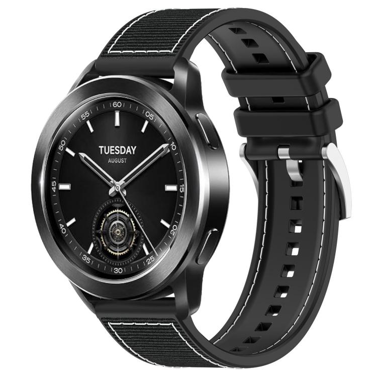 

22mm For Xiaomi Watch S3 / 2 Pro / S2 / S1 xDfind Hybrid Nylon Braid Silicone Watch Band(Black)
