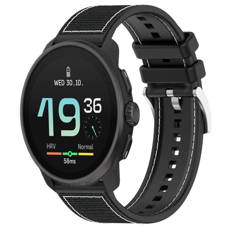 

22mm For Suunto Race S / Race / 9 Peak xDfind Hybrid Nylon Braid Silicone Watch Band(Black)