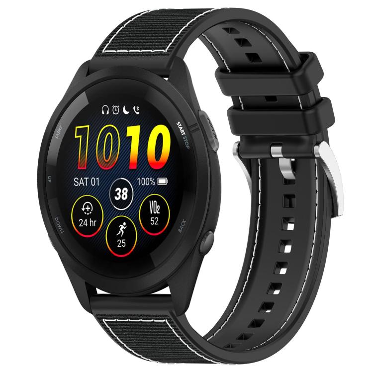 

22mm For Garmin Forerunner 570 47mm/935/945 xDfind Hybrid Nylon Braid Silicone Watch Band(Black)
