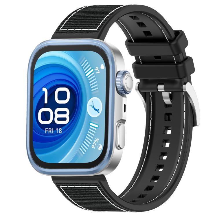 

For Huawei Watch Fit4 / Fit3 / Fit4 Pro 20mm xDfind Hybrid Nylon Braid Silicone Watch Band(Black)