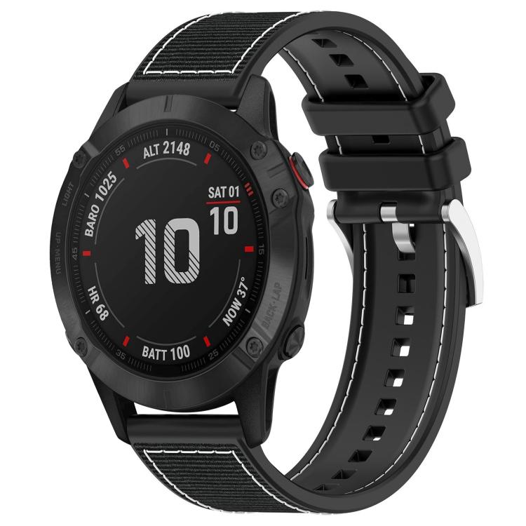 

For Garmin Fenix 8/7X/6X/5X 26mm xDfind Hybrid Nylon Braid Silicone Watch Band(Black)