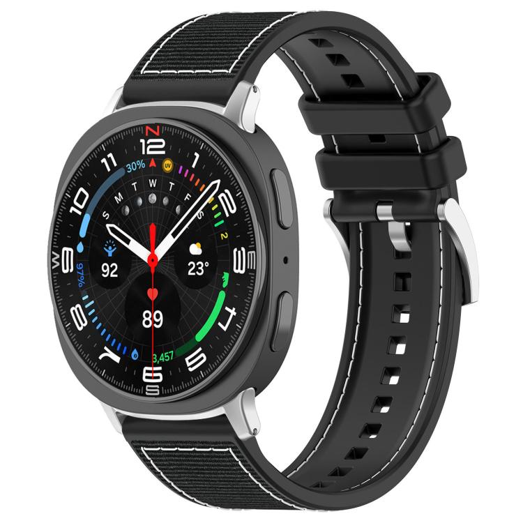 

For Samsung Galaxy Watch Ultra/Ultra 2025 22mm xDfind Hybrid Nylon Braid Silicone Watch Band(Black)