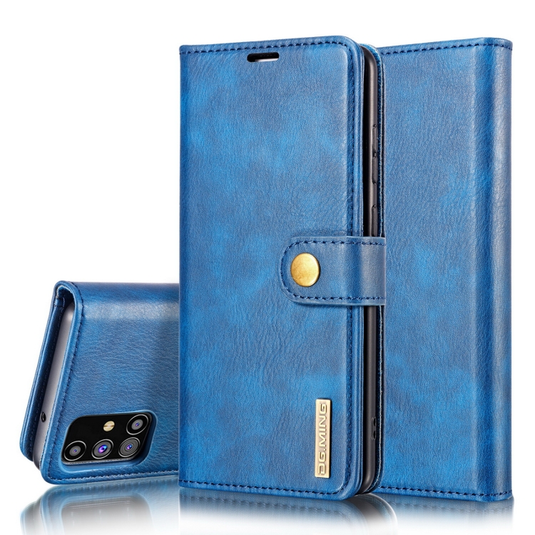 

For Samsung Galaxy M31s DG.MING Crazy Horse Texture Flip Detachable Magnetic Leather Case with Holder & Card Slots & Wallet (Blue)