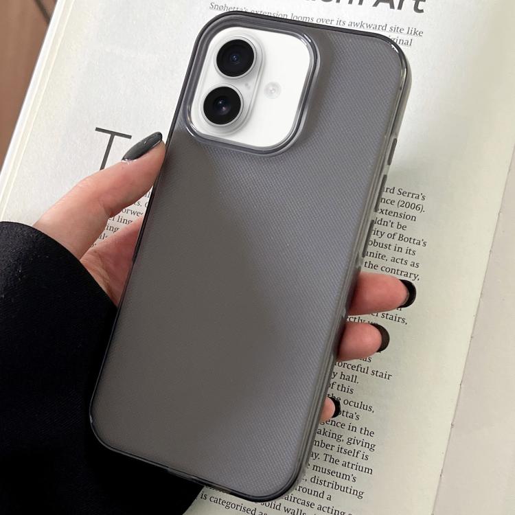 

For iPhone 16 Transparent Comfortable Frosted TPU Phone Case(Black)