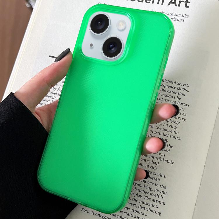 

For iPhone 15 Plus Transparent Comfortable Frosted TPU Phone Case(Green)