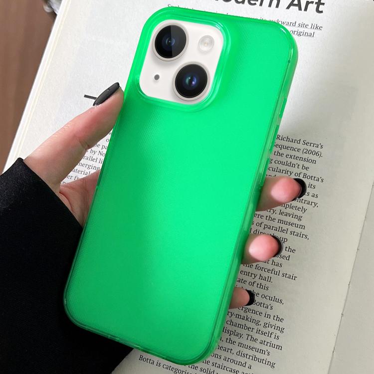 

For iPhone 14 Plus Transparent Comfortable Frosted TPU Phone Case(Green)