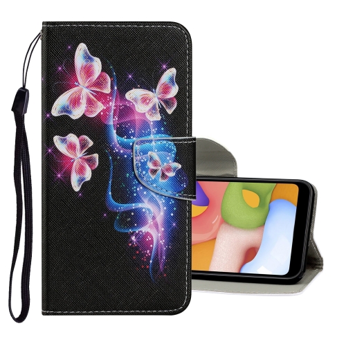 

For Xiaomi Redmi Note 8T Coloured Drawing Pattern Horizontal Flip PU Leather Case with Holder & Card Slots & Wallet & Lanyard(Three Fluorescent Butterflies)