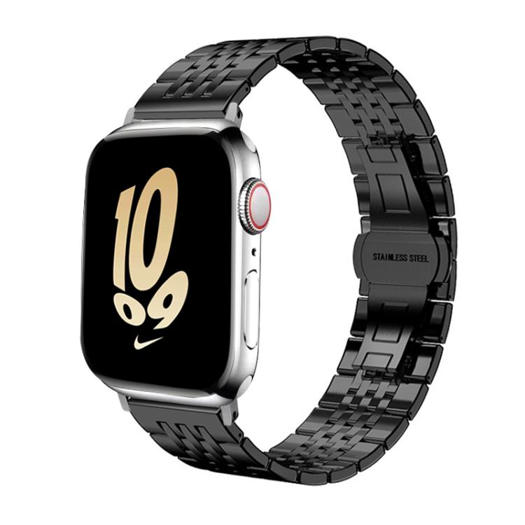 

For Apple Watch 42 / 44 / 45 / 46 / 49mm 22mm xDfind Seven-bead Solid Stainless Steel Watch Band(Black)