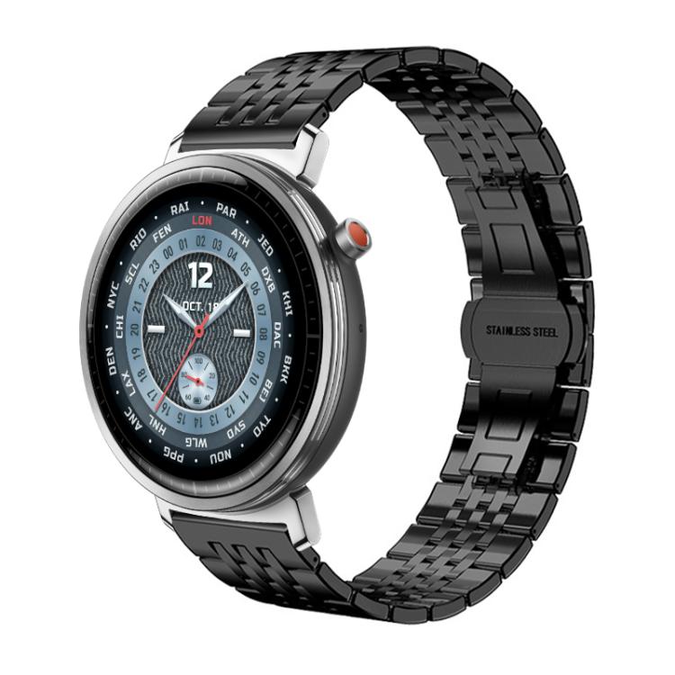

For Honor Watch Fit 22mm xDfind Seven-bead Solid Stainless Steel Watch Band(Black)