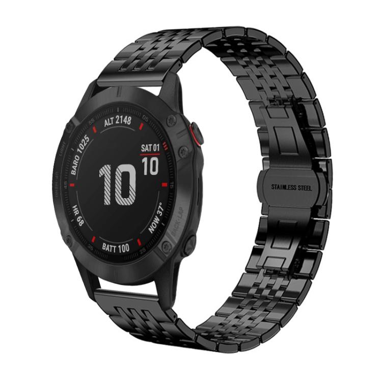 

For Garmin Fenix 8/7X/6X/5X 26mm 22mm xDfind Seven-bead Solid Stainless Steel Watch Band(Black)