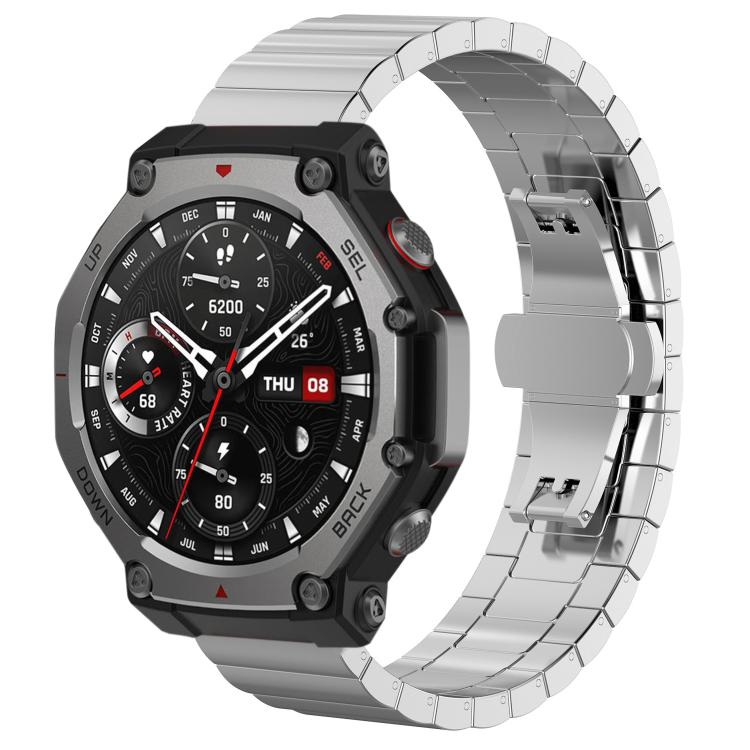 

For Amazfit T-Rex 3 22mm xDfind One-bead Bamboo Solid Stainless Steel Watch Band(Silver)