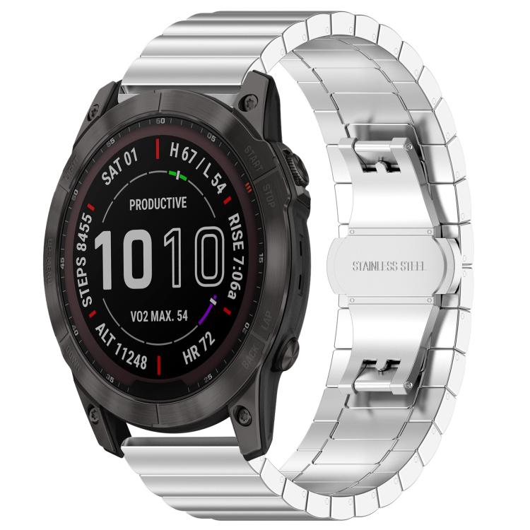 

For Garmin Fenix 8/7X/6X/5X 26mm 22mm xDfind One-bead Bamboo Solid Stainless Steel Watch Band(Silver)