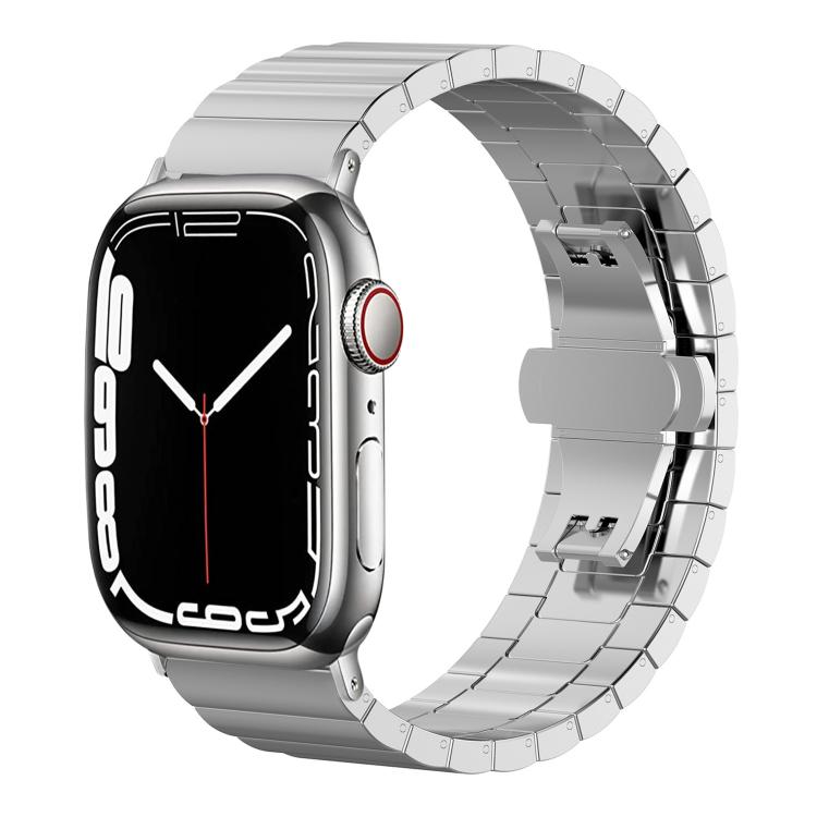 

For Apple Watch 42 / 44 / 45 / 46 / 49mm 22mm xDfind One-bead Bamboo Solid Stainless Steel Watch Band(Silver)